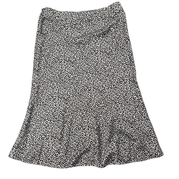 NWT Leopard Print Women's Satin A-Line Midi Skirt, size EU XL US 16-18 - Picture 1 of 6